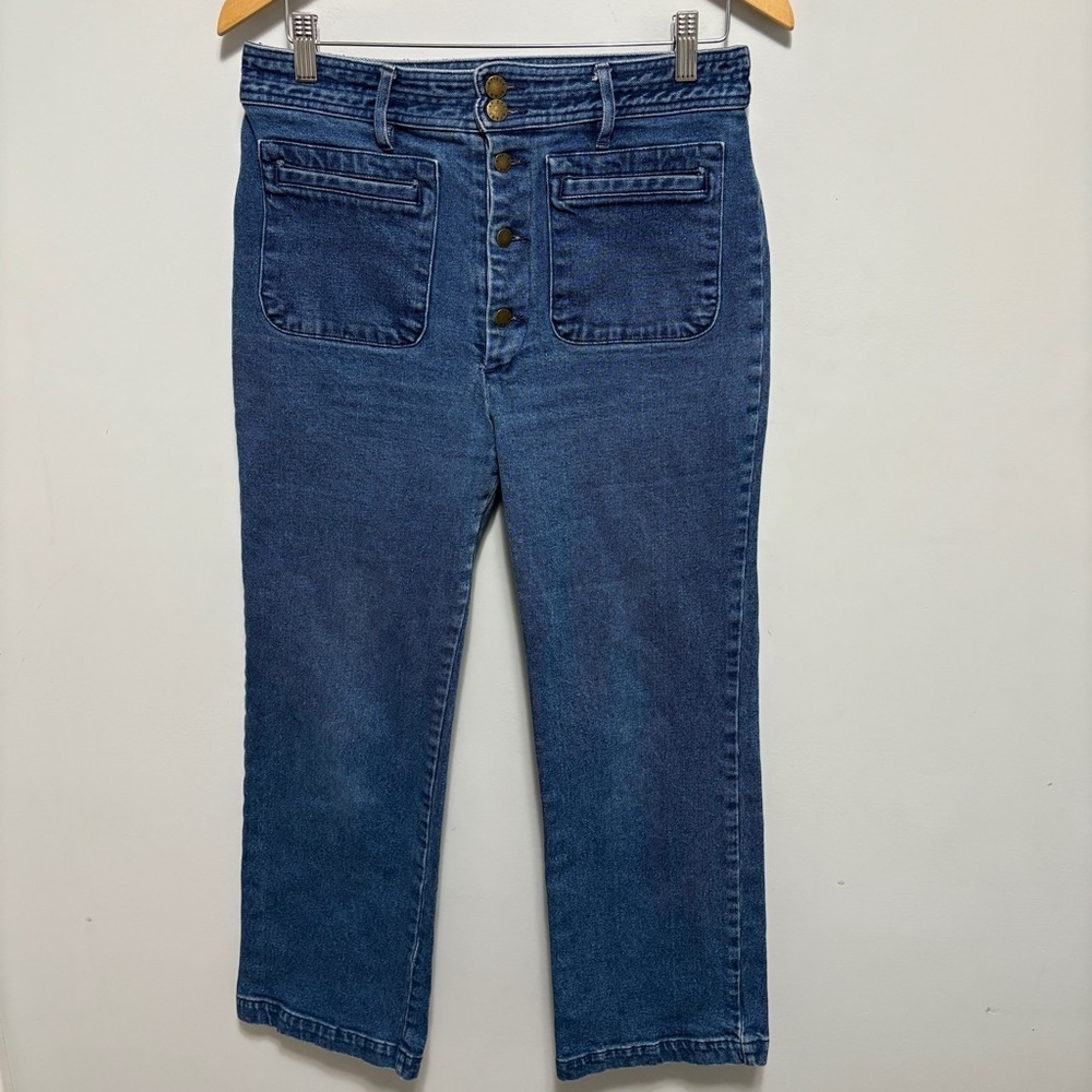 Apiece Apart Jeans Womens 8 (30x26.5) Blue Wide Leg High Waisted Button Fly